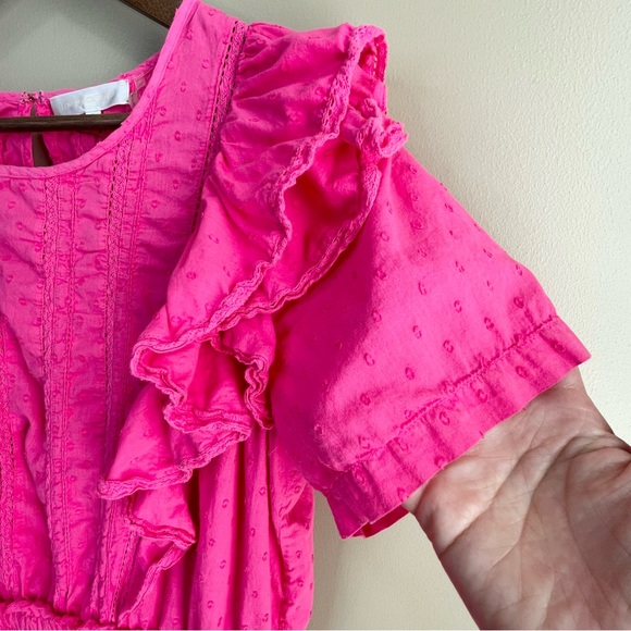 LOVE SHACK FANCY hot pink Natasha mini dress watermelon ice ruffle size XL - Picture 6 of 16
